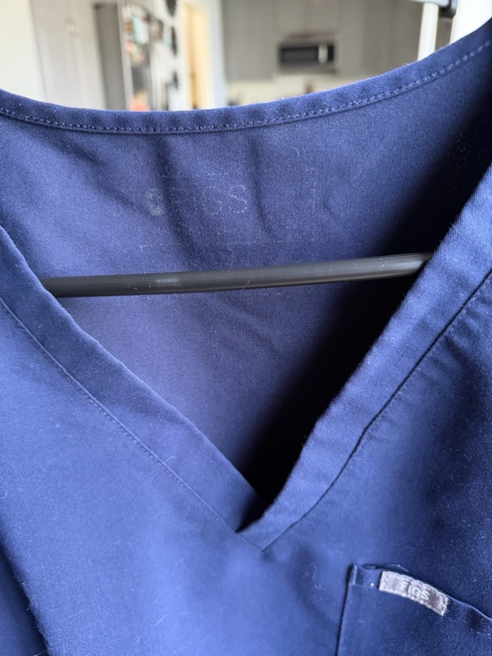 Figs Navy Short Sleeve V‑Neck Scrub Top - Picture 2 of 2